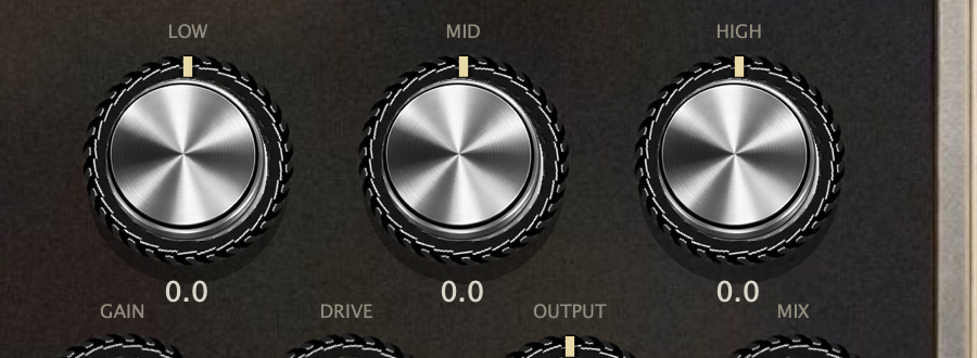 The three EQ knobs and the analyser