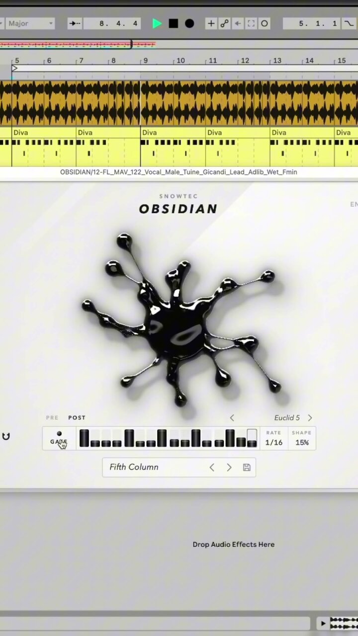 SnowTec OBSIDIAN в сессии: чёрная капля жидкого металла и транс-гейт
